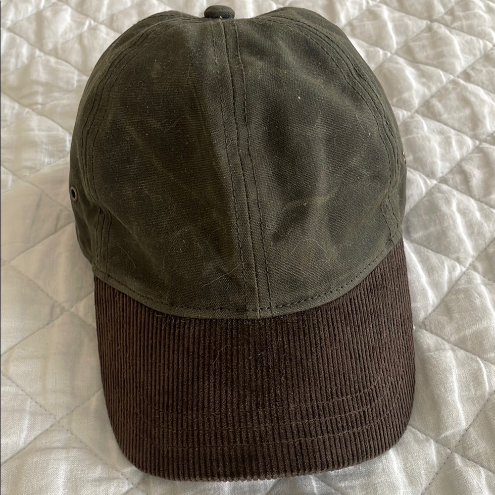 J. Crew Green and Brown Corduroy Hat